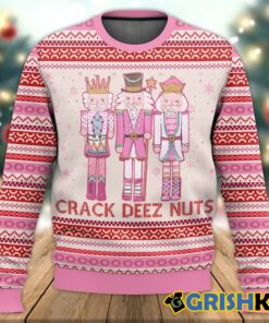 Pink Nutcracker Crack Deez Nuts Ugly Christmas Sweater 