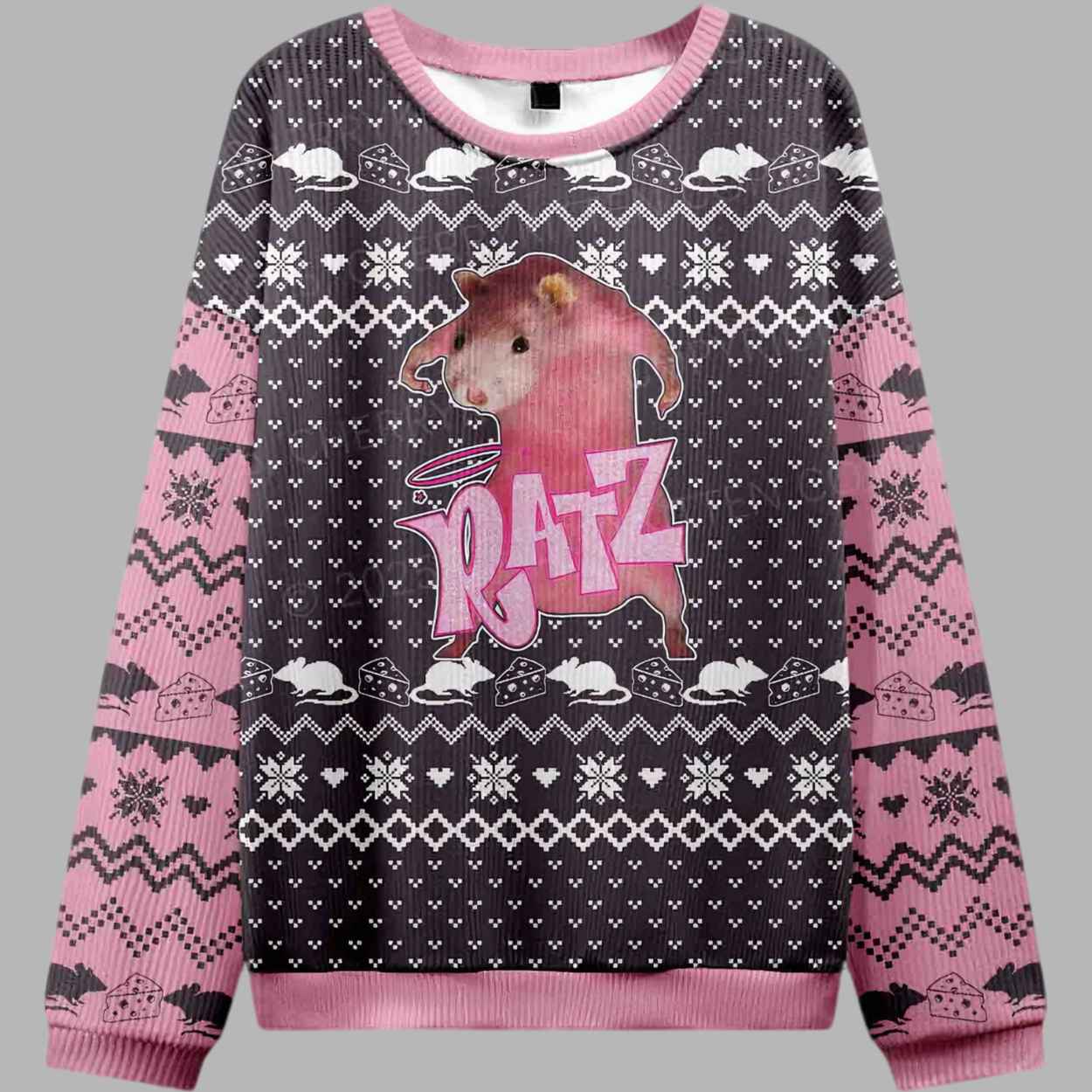 Pink Ratz Y2K Christmas Knit Ugly Christmas Sweater - gullprint.com