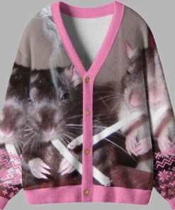 Alternative view of Pink Smoking Rats Cardigan Sweater