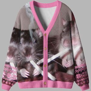 Alternative view of Pink Smoking Rats Cardigan Sweater - gullprint.com