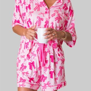 Pink Sweet Bow Print Pajama Set