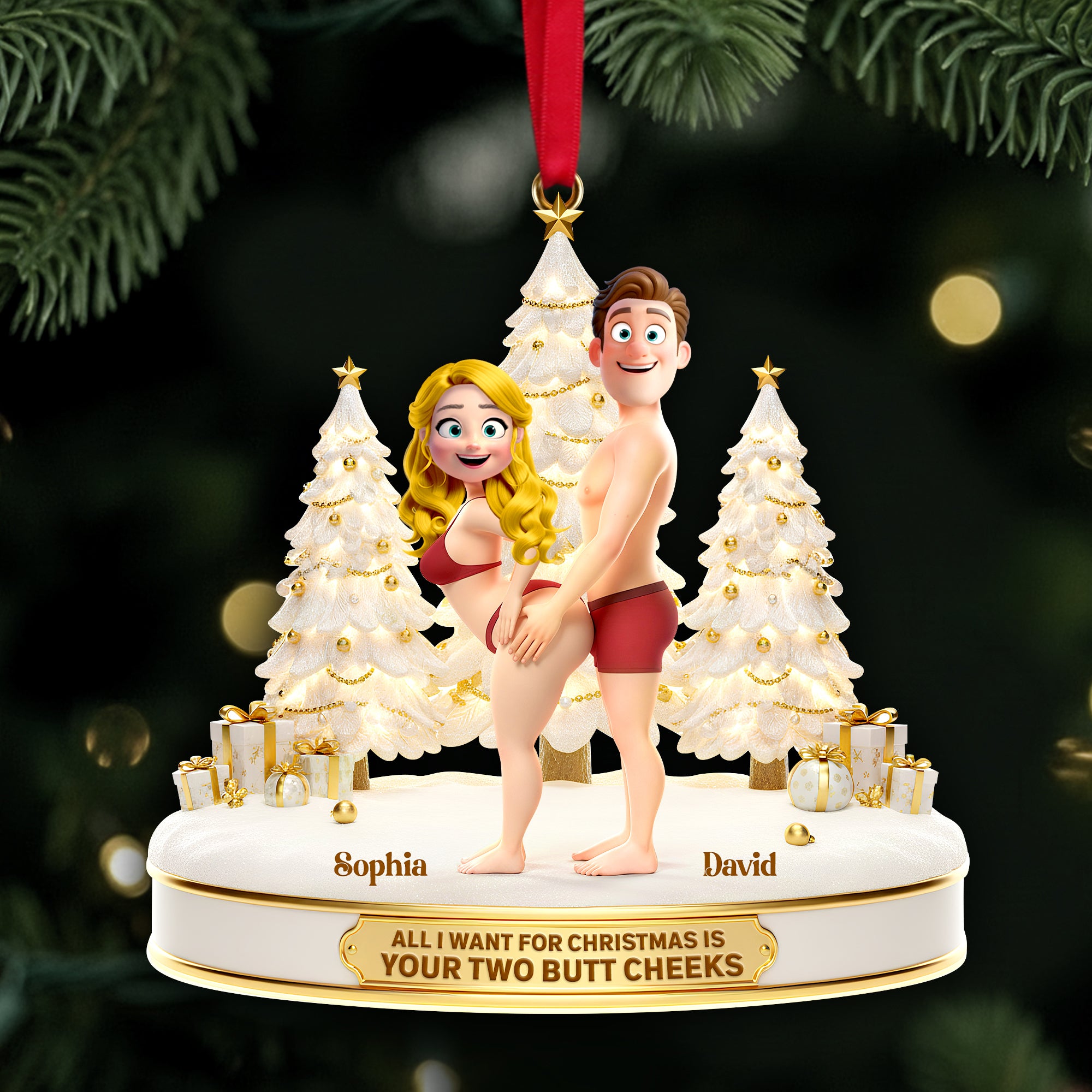 Playful Couple Acrylic Ornament - Personalized Gift For Couples 02OHLU051125 - Image 4