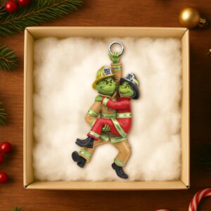 Alternative view of Playful Firefighter Couple Hanging Ornament, Personalized Gift For Firefighter Couple 03qhtn031025