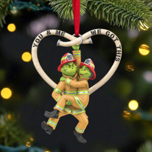 Playful Firefighter Couple Hanging Ornament, Personalized Gift For Firefighter Couple 03qhtn031025