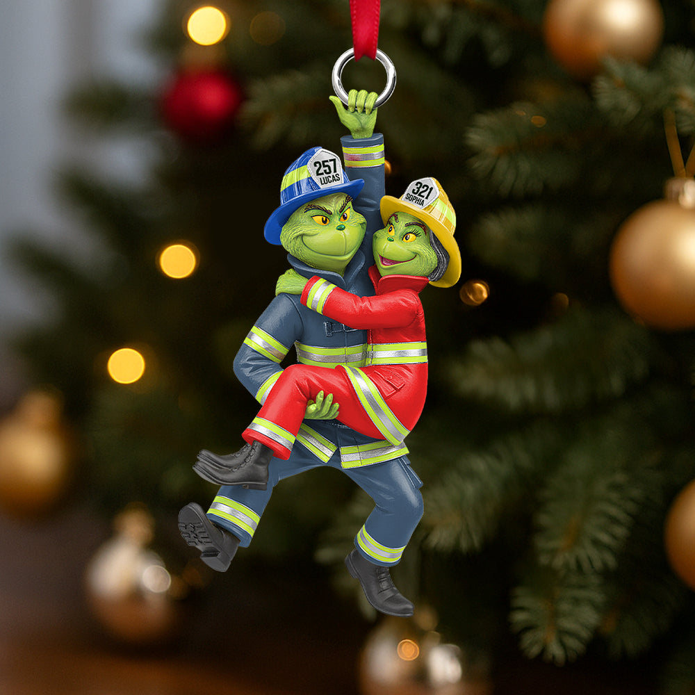 Playful Firefighter Couple Hanging Ornament, Personalized Gift For Firefighter Couple 03qhtn031025 - Image 3