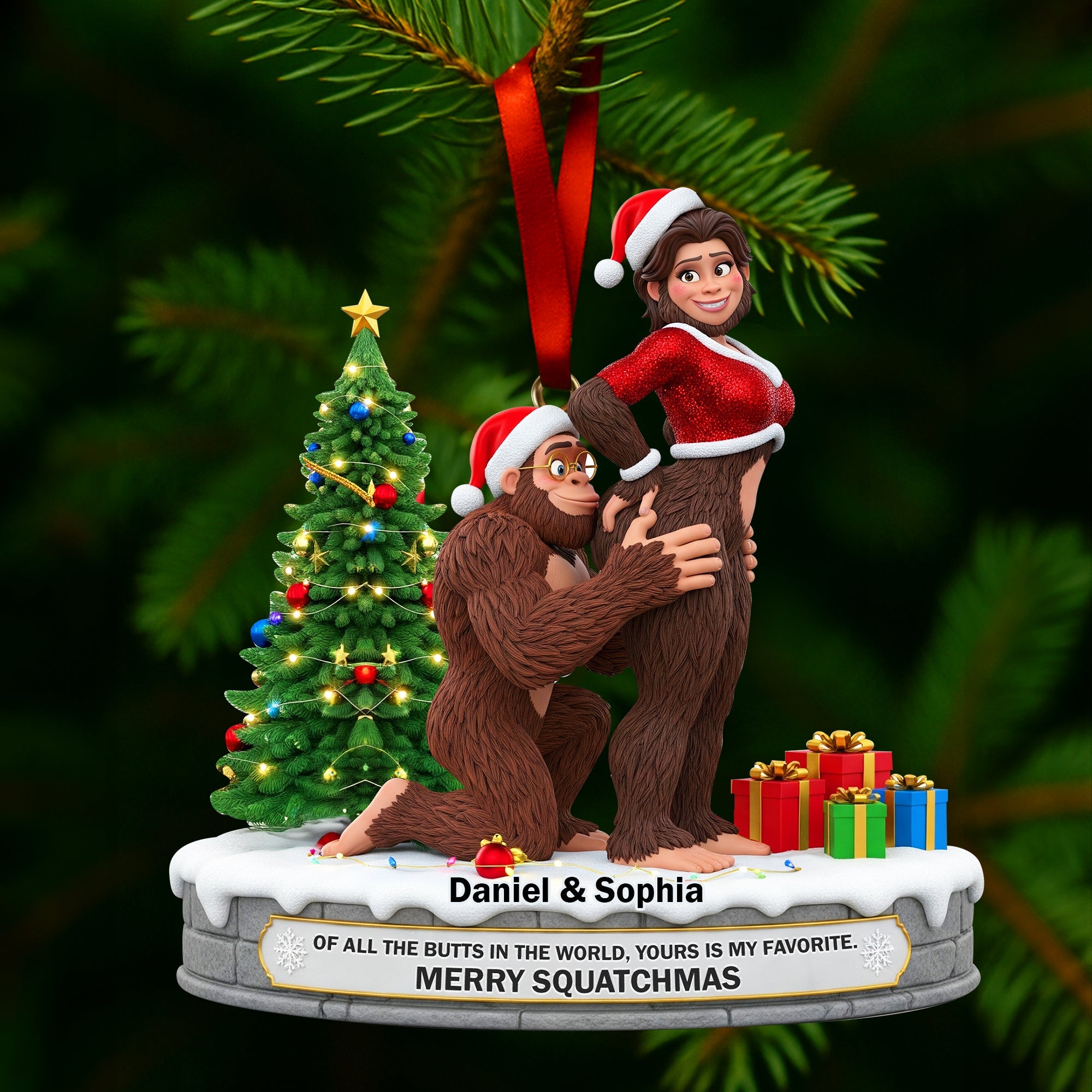 Playful Giant Forest Couple Ornament - Personalized Christmas Gift For Couples 01OHLU160925 - Image 3