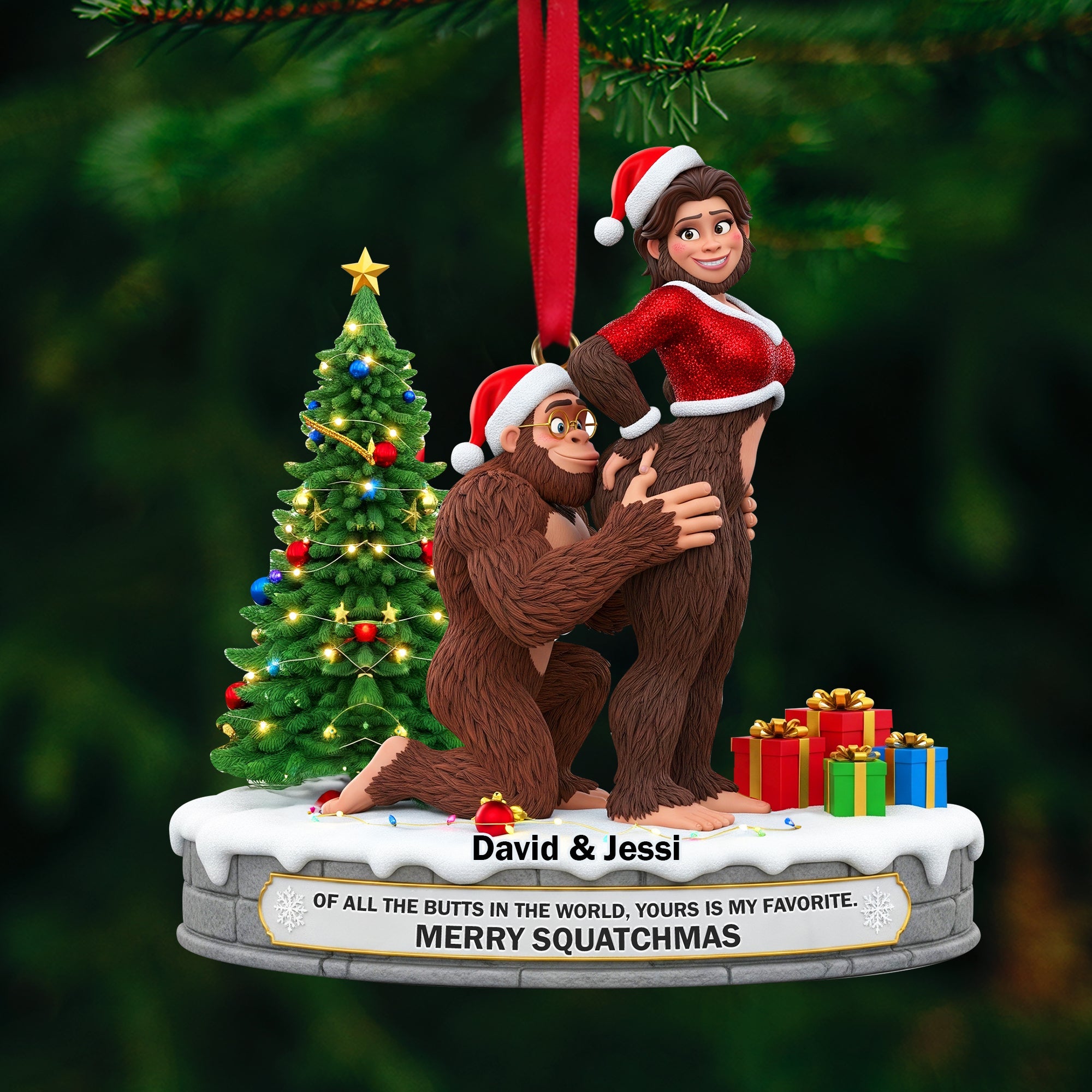 Playful Giant Forest Couple Ornament - Personalized Christmas Gift For Couples 01OHLU160925 - Image 4