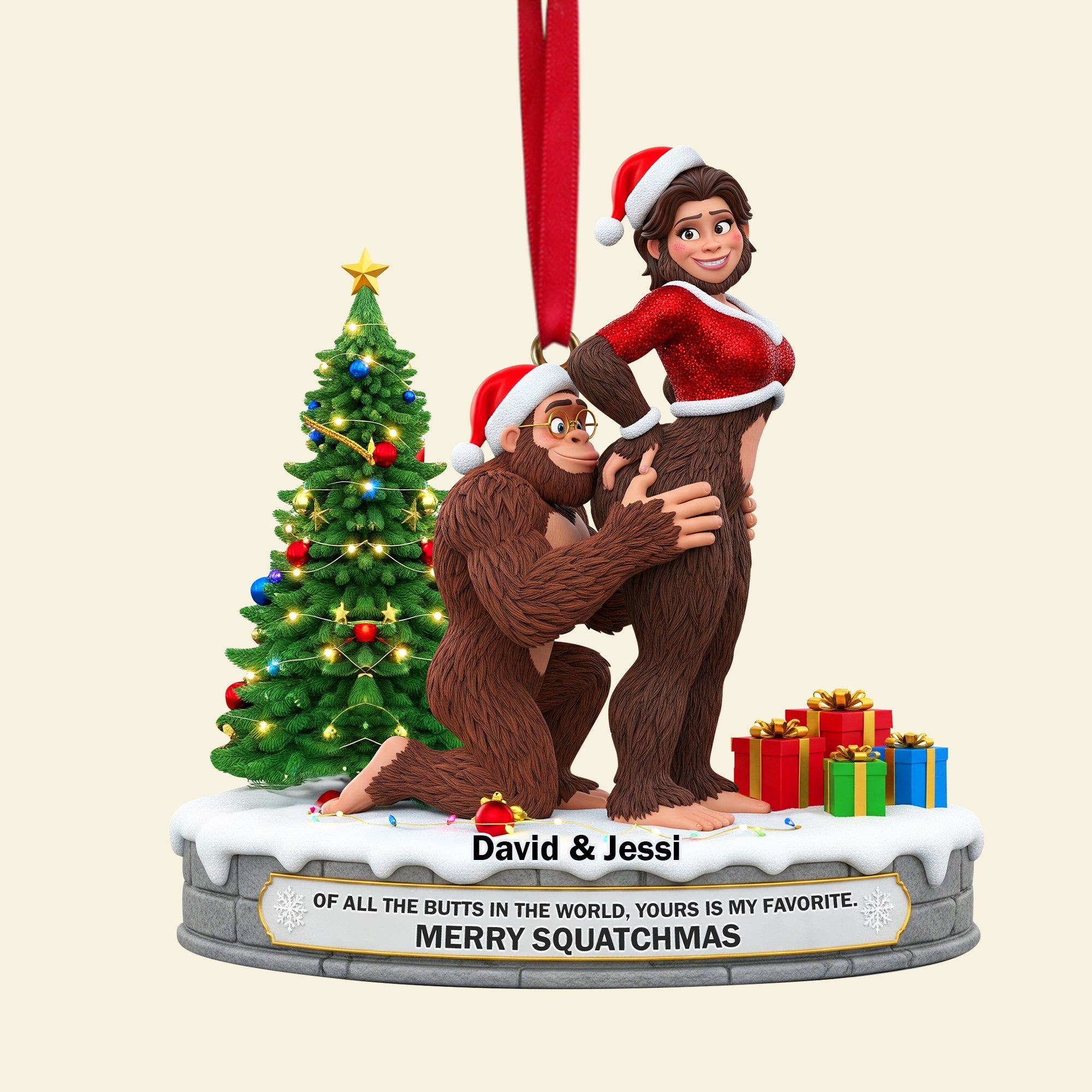 Playful Giant Forest Couple Ornament - Personalized Christmas Gift For Couples 01OHLU160925 - Image 5