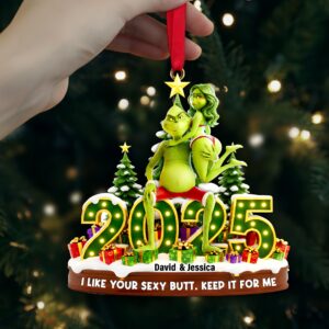 Alternative view of Playful Green Couple Ornament - Personalized Gift For Couples 06OHLU121125