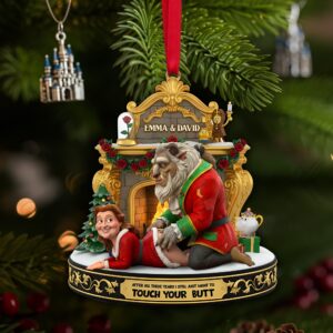 Alternative view of Playful Touchy Couple Ornament - Personalized Christmas Gift For Couples 04OHLU230925
