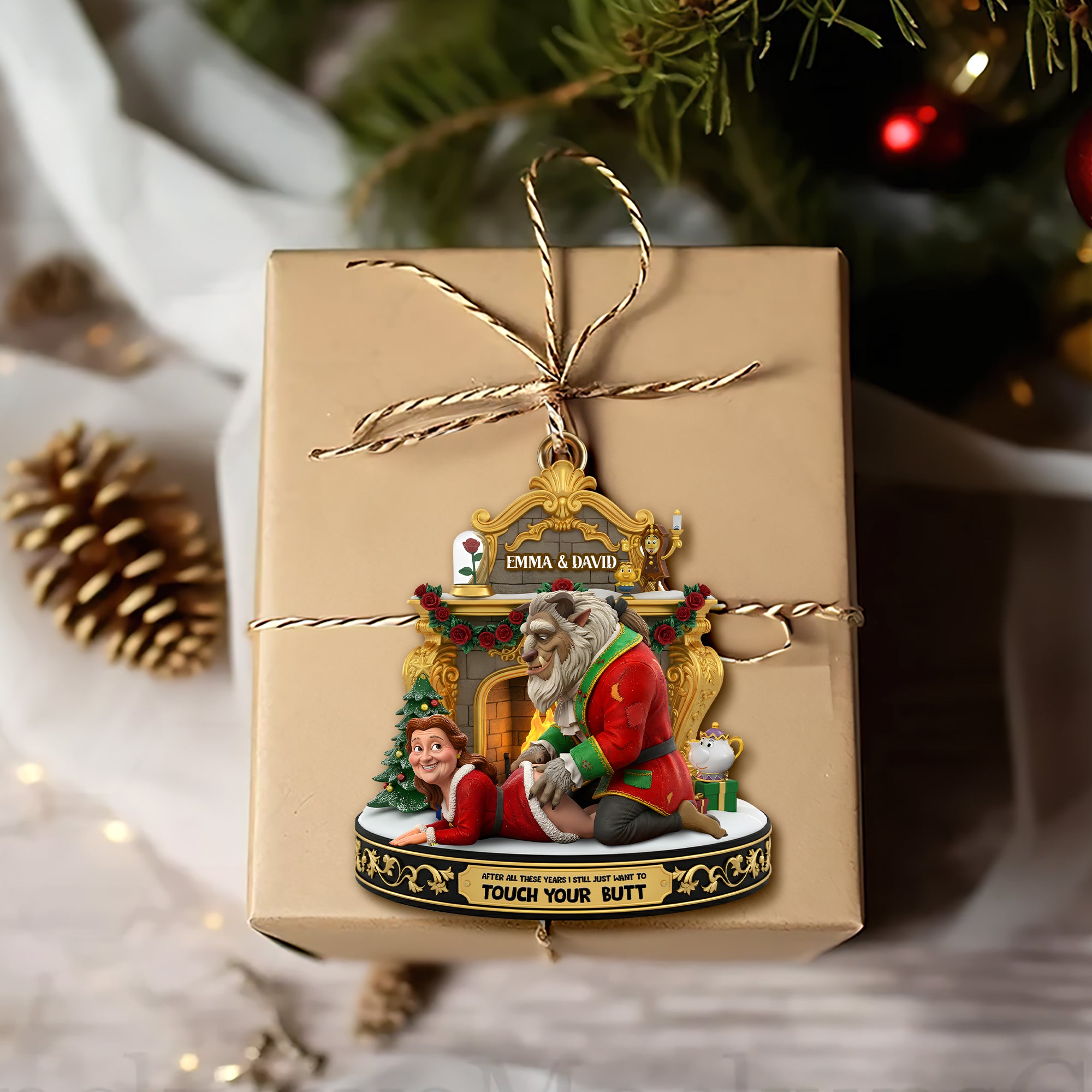 Playful Touchy Couple Ornament - Personalized Christmas Gift For Couples 04OHLU230925 - Image 3