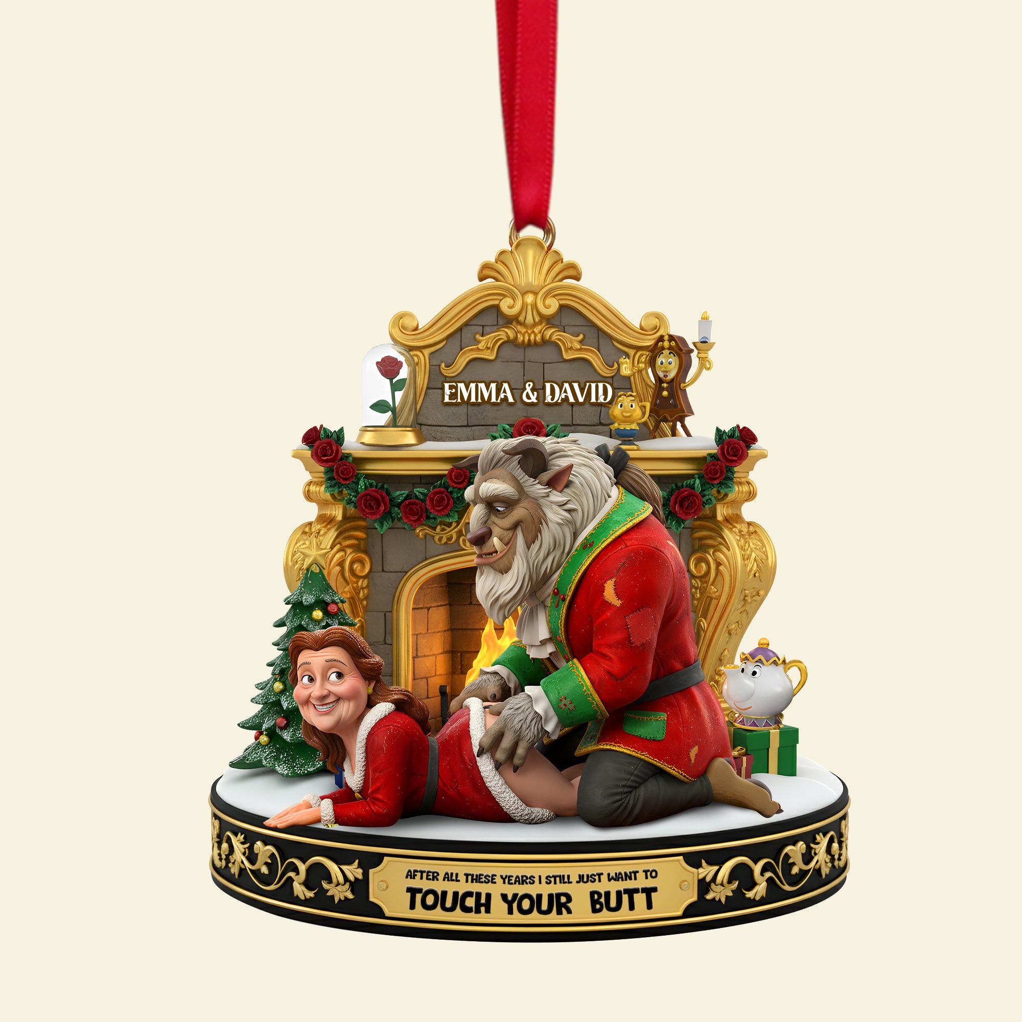 Playful Touchy Couple Ornament - Personalized Christmas Gift For Couples 04OHLU230925 - Image 5