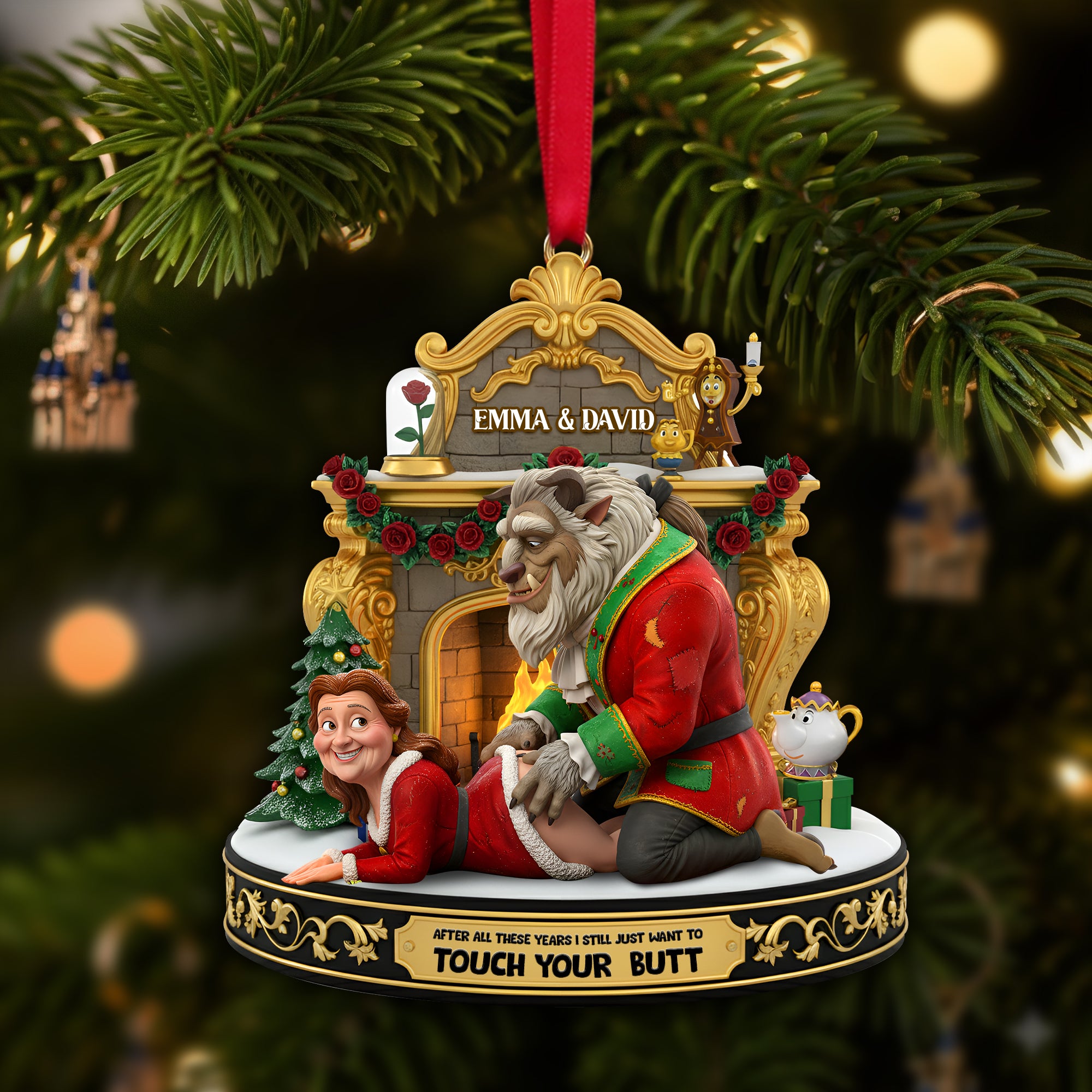 Playful Touchy Couple Ornament - Personalized Christmas Gift For Couples 04OHLU230925 - Image 4