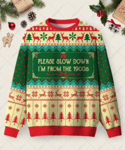 Please Slow Down Ugly Christmas Fuzzy Fleece Sweatshirt