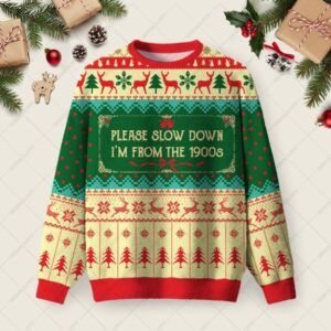 Please Slow Down Ugly Christmas Fuzzy Fleece Sweatshirt