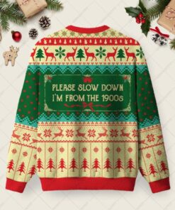 Alternative view of Please Slow Down Ugly Christmas Fuzzy Fleece Sweatshirt