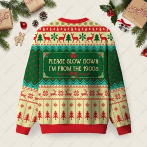 Alternative view of Please Slow Down Ugly Christmas Fuzzy Fleece Sweatshirt