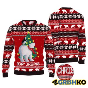 Polar Bear Beary Christmas Ugly Christmas Sweaters - Grishko.com