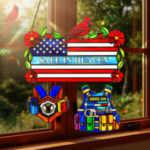 Police Heaven Cardinal Suncatcher - Personalized Gifts For Loved Ones 04ohta050925