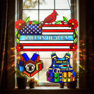 Alternative view of Police Heaven Cardinal Suncatcher - Personalized Gifts For Loved Ones 04ohta050925