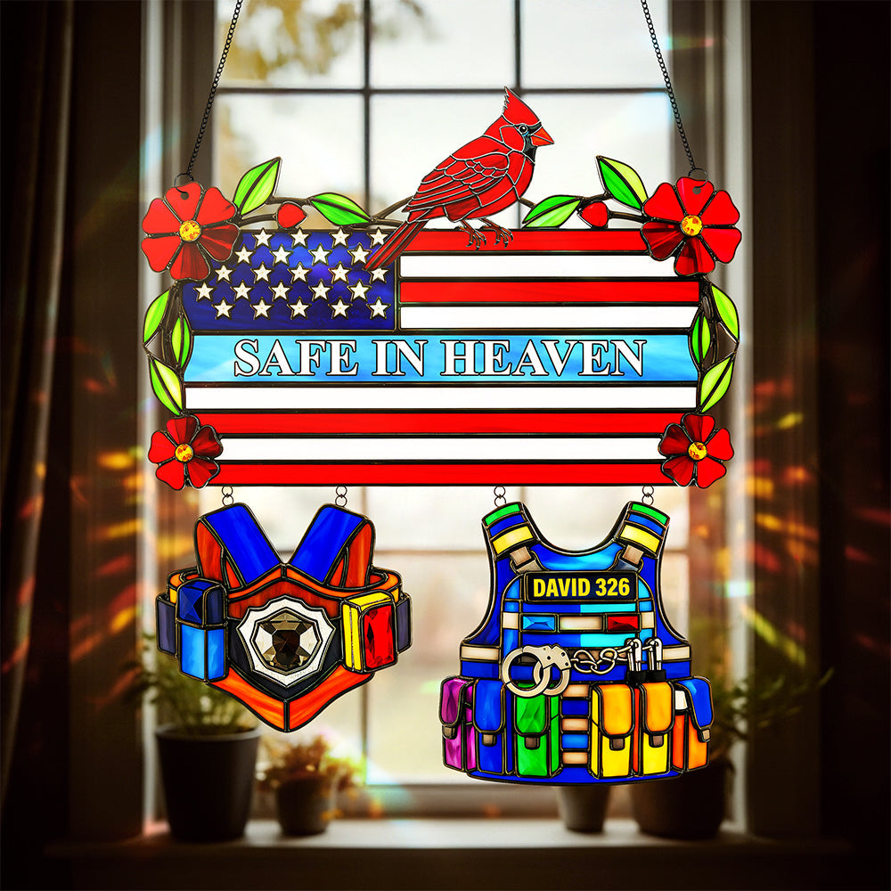 Alternative view of Police Heaven Cardinal Suncatcher - Personalized Gifts For Loved Ones 04ohta050925