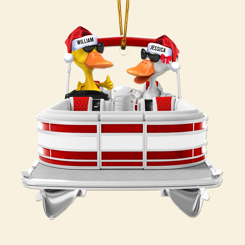 Pontoon Christmas Ornaments - Pontoon Duck Family - Custom Pontoon, Tritoon Gifts For Members - Image 4