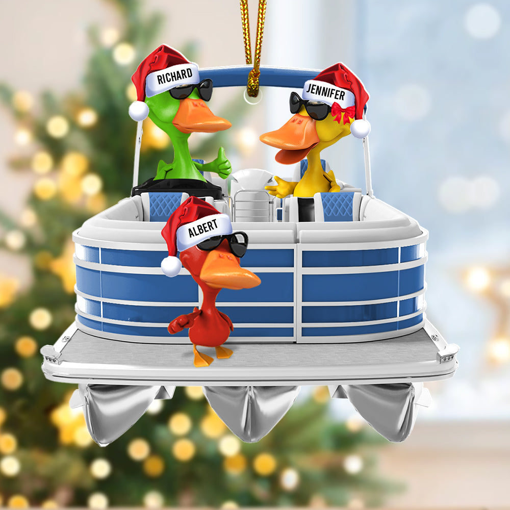 Alternative view of Pontoon Christmas Ornaments - Pontoon Duck Family - Custom Pontoon, Tritoon Gifts For Members