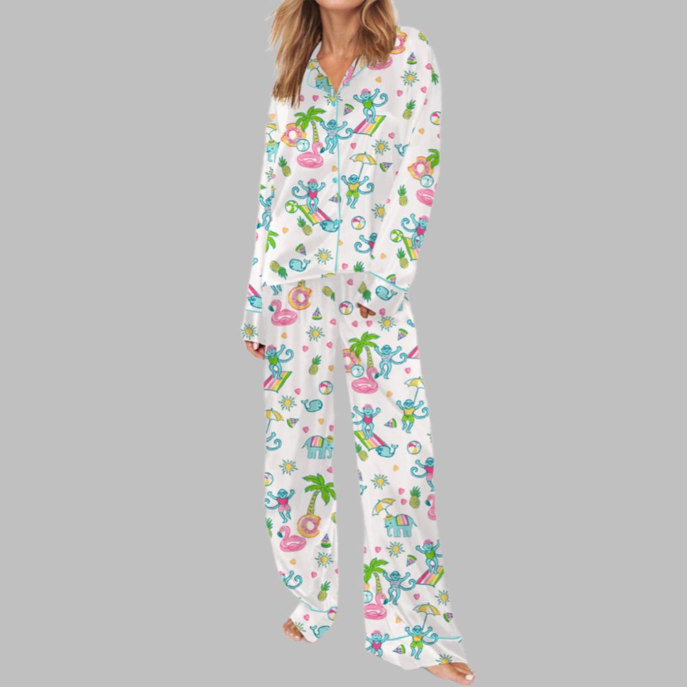 Alternative view of Pool Party Monkey Pajama Set