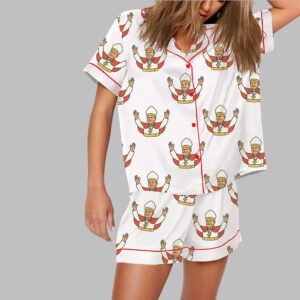 Alternative view of Pope Leo XIV Catholic Print Pajama Set