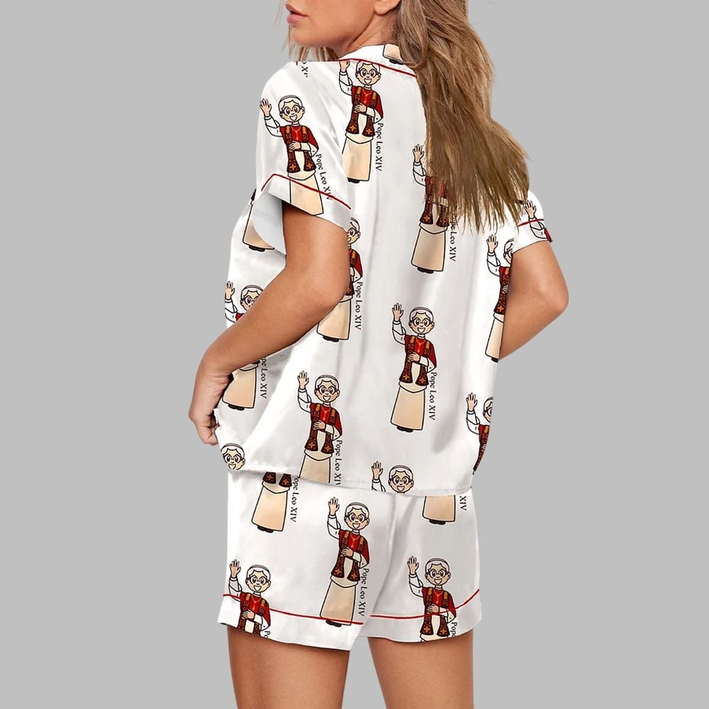 Pope Leo XIV First American Pope Print Pajama Set - Image 3