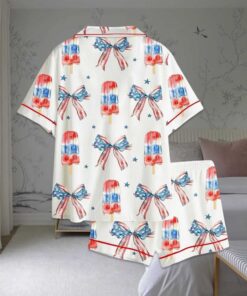 Alternative view of Popsicle Patriotic Coquette Bow American Satin Pajama Set