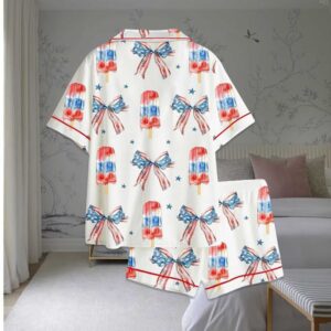 Alternative view of Popsicle Patriotic Coquette Bow American Satin Pajama Set