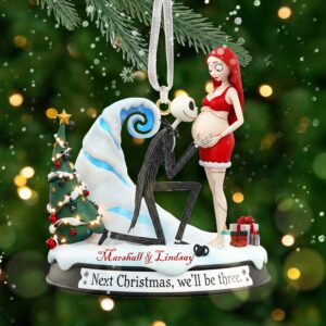 Alternative view of Pregnant Couple Ornament - Personalized Gift For Couple Christmas Ornament 05OHMG091025