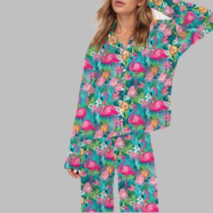Alternative view of Preppy Tropical Flamingo Pajama Set
