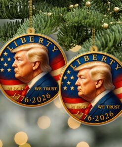 Alternative view of President Trump Coin Acrylic Ornament | 250 Years of America Ornament | Liberty In God We Trust 250th Anniversary Ornament
