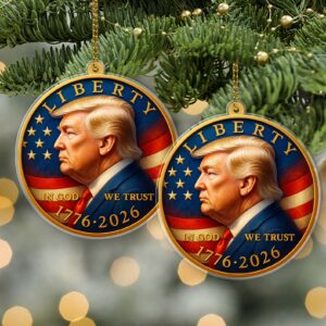 Alternative view of President Trump Coin Acrylic Ornament | 250 Years of America Ornament | Liberty In God We Trust 250th Anniversary Ornament 683209 - GOP