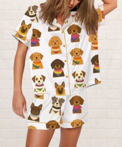 Alternative view of Pride All You Need Is Love Cute LGBTQ Rainbow Dog Mom Print Pajama Set