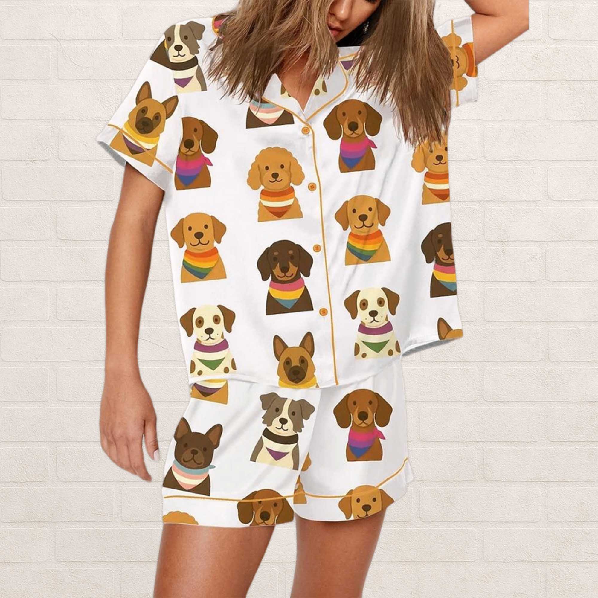 Alternative view of Pride All You Need Is Love Cute LGBTQ Rainbow Dog Mom Print Pajama Set