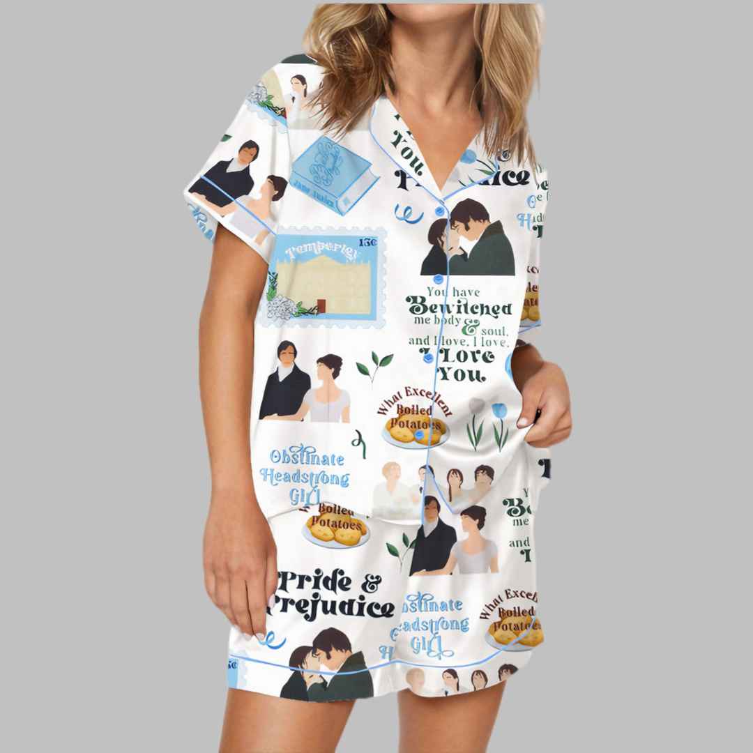 Pride And Prejudice Novel Satin Pajama Set - Image 3