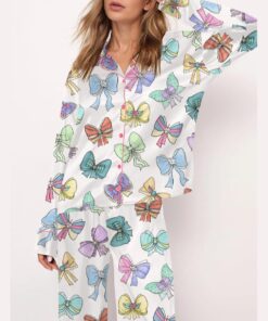 Princess Cute Ribbons And Bows Satin Pajama Set