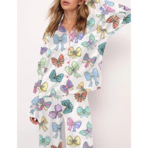 Alternative view of Princess Cute Ribbons And Bows Satin Pajama Set For Women