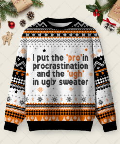 Procrastination Pro Ugly Christmas Fuzzy Fleece Sweatshirt