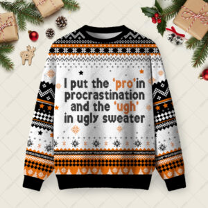 Procrastination Pro Ugly Christmas Fuzzy Fleece Sweatshirt