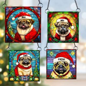 Pug Dog Christmas Acrylic Suncatcher Ornament 04HUMH100924 Gifts For Dog Mom Or Dog Dad