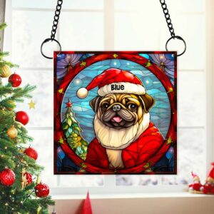 Alternative view of Pug Dog Christmas Acrylic Suncatcher Ornament 04HUMH100924 Gifts For Dog Mom Or Dog Dad