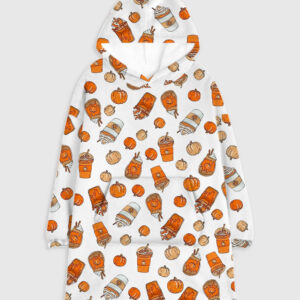 Pumpkin Spice Halloween Fall Fashion Blanket Hoodie