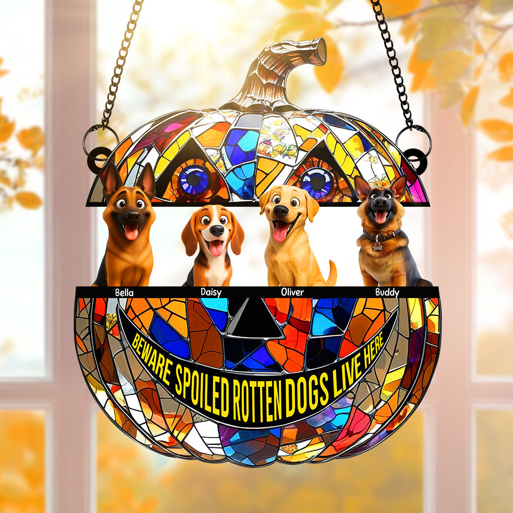 Alternative view of Pumpkin Suncatcher Ornament - Personalized Halloween Gifts For Dog Lovers 05tgqn090825