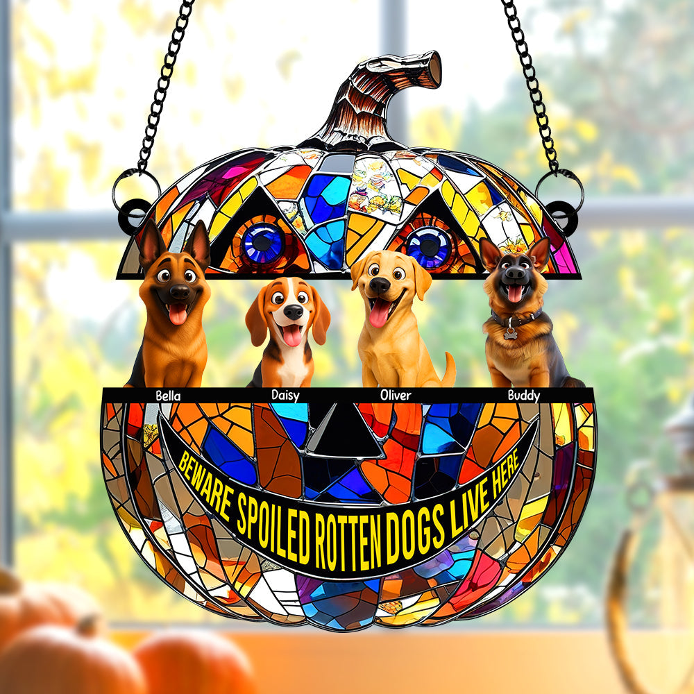 Pumpkin Suncatcher Ornament - Personalized Halloween Gifts For Dog Lovers 05tgqn090825