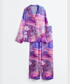 Alternative view of Purple Marble Satin Pajama Set
