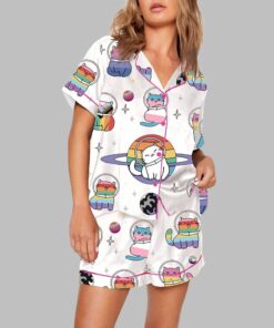 Purride Cats In Space Rainbow Cats LGBT Pride Month Pajama Set